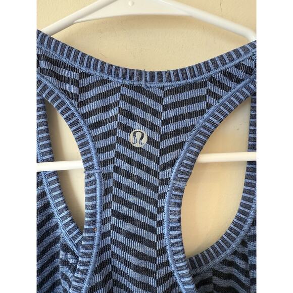 Lululemon - RARE Blue & Black chevron Run Swifty Tech Racerback tank top Size 6 - Picture 3 of 9